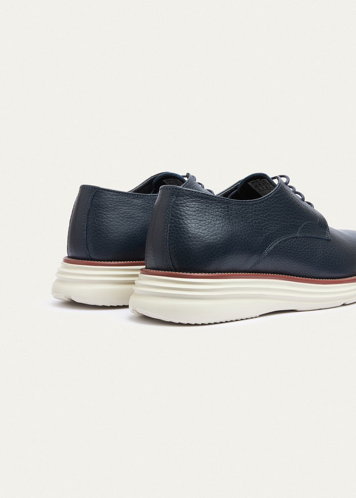 Classic Plain-Toe Derby - Textured Navy Blue