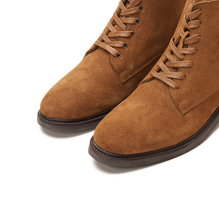 Suede Lace Up Genuine Leather Half Boots | Havana