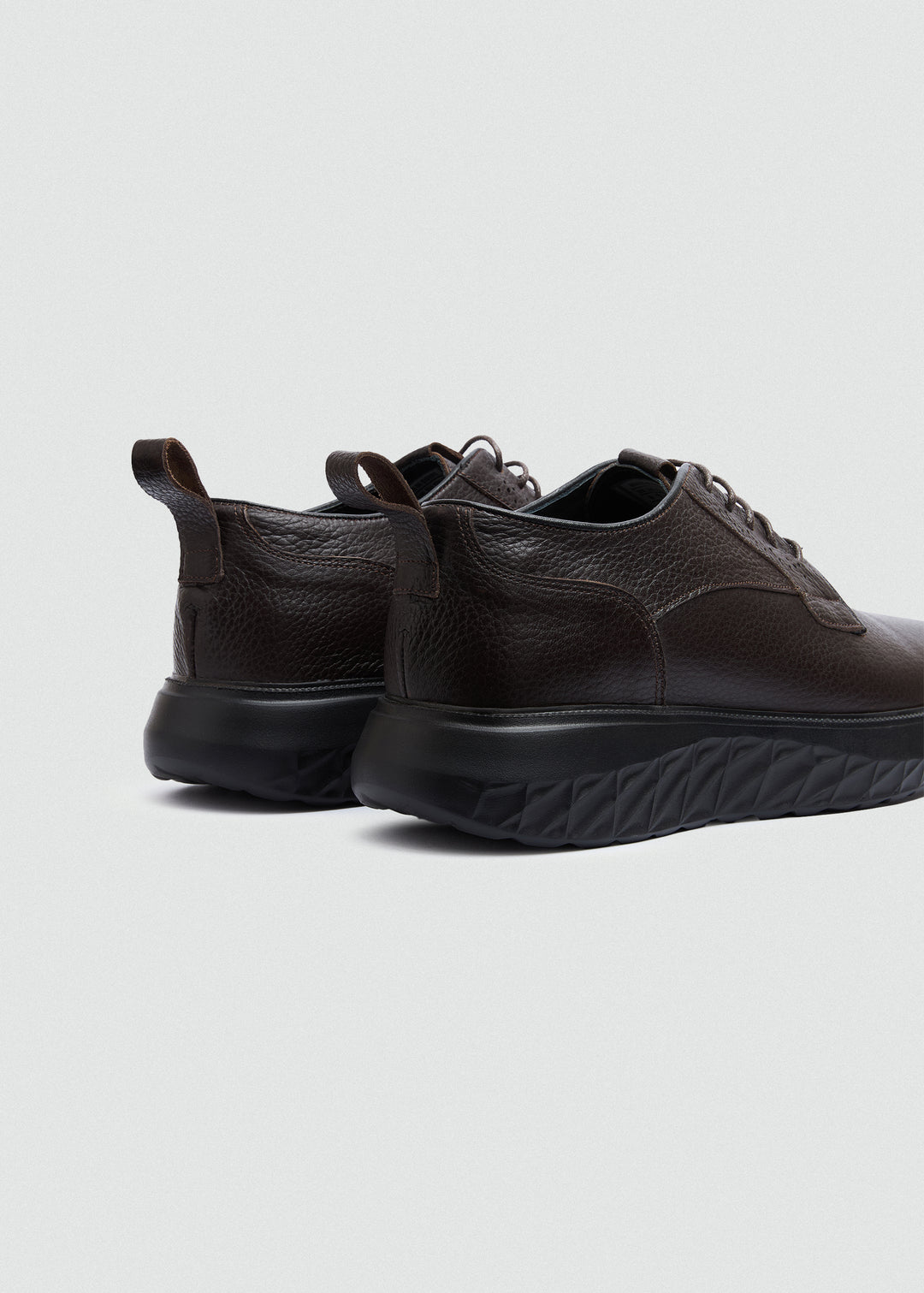 Pebbled Leather Derby - Textured Brown
