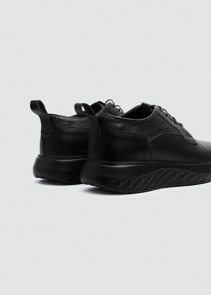 Pebbled Leather Derby - Textured Black