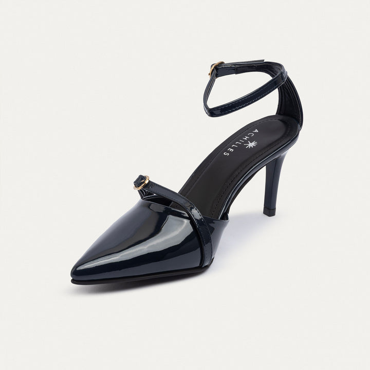 Achilles| Charm Pointed Heels - Navy Blue