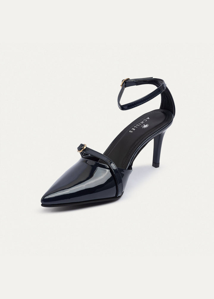 Achilles| Charm Pointed Heels - Navy Blue