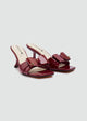 Patent Bow Heeled Mules - Maroon