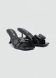 Patent Bow Heeled Mules - Black