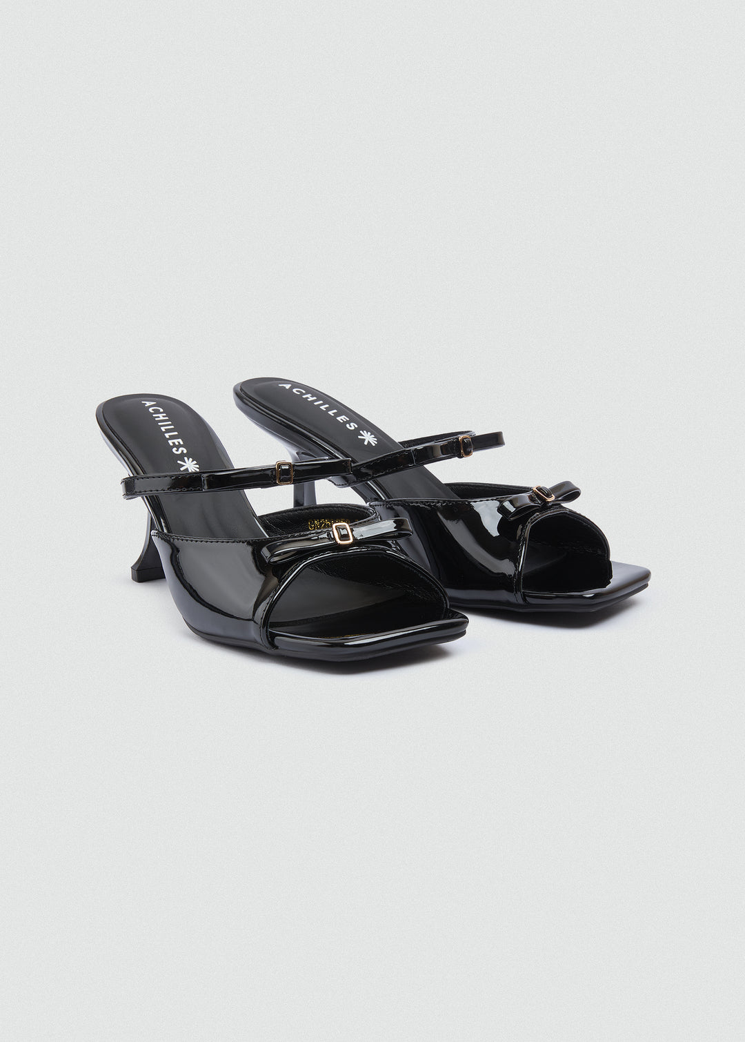 Strappy Bow Kitten Heel Mules - Black