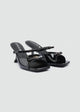 Strappy Bow Kitten Heel Mules - Black