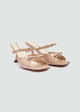 Strappy Bow Kitten Heel Mules - Beige