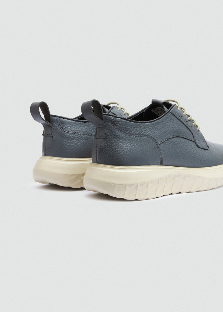 Pebbled Leather Derby - Textured Grey
