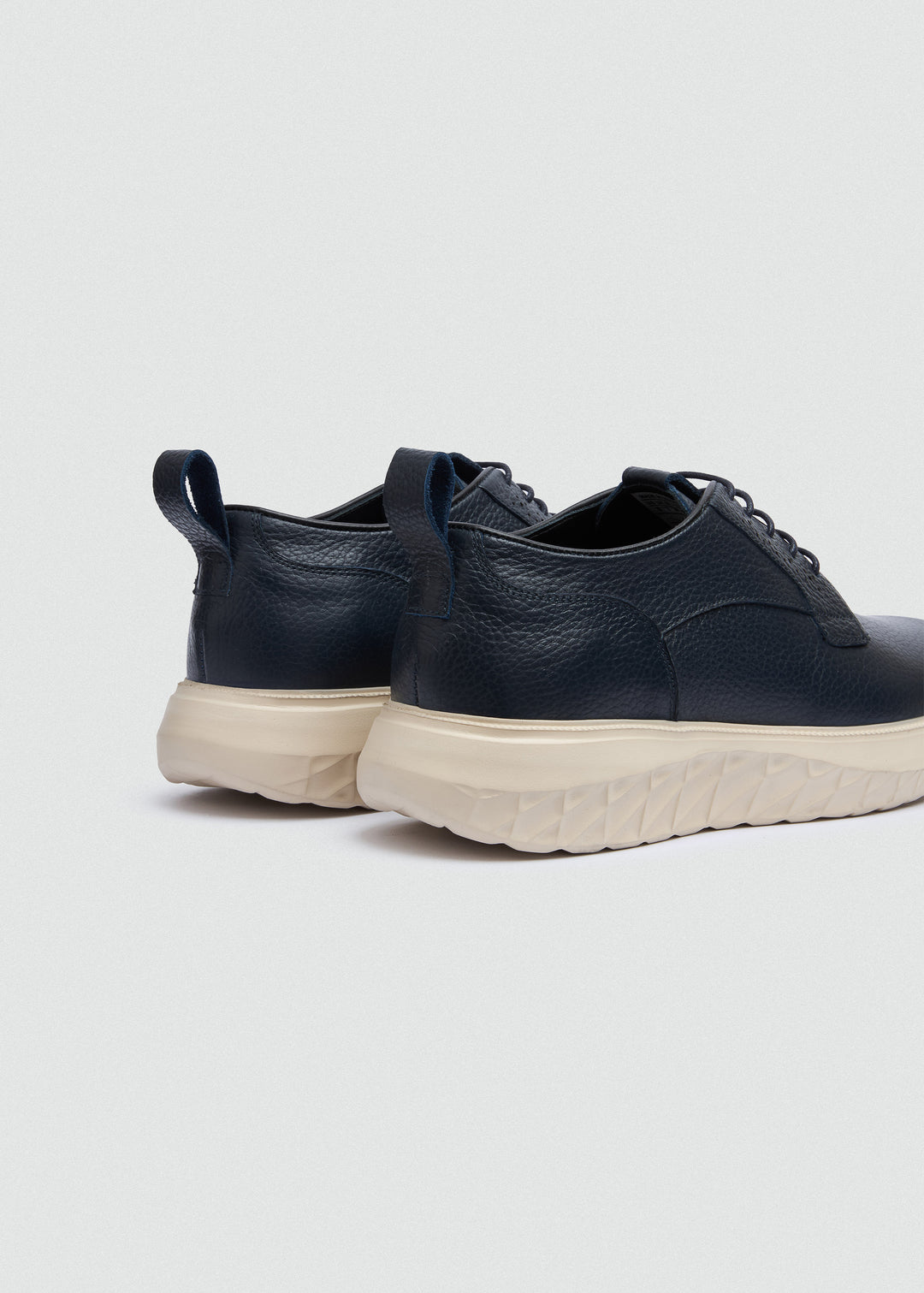 Pebbled Leather Derby - Textured Navy Blue