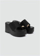 Suede Wedge Gold Toe Ring - Black