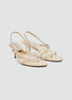 Asymmetric Strappy Stiletto Gold Disc - Beige