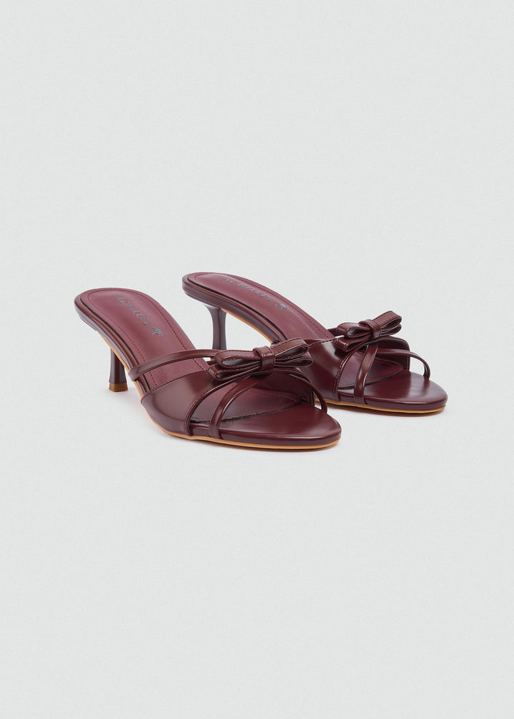 Patent Kitten Bow Heels - Maroon