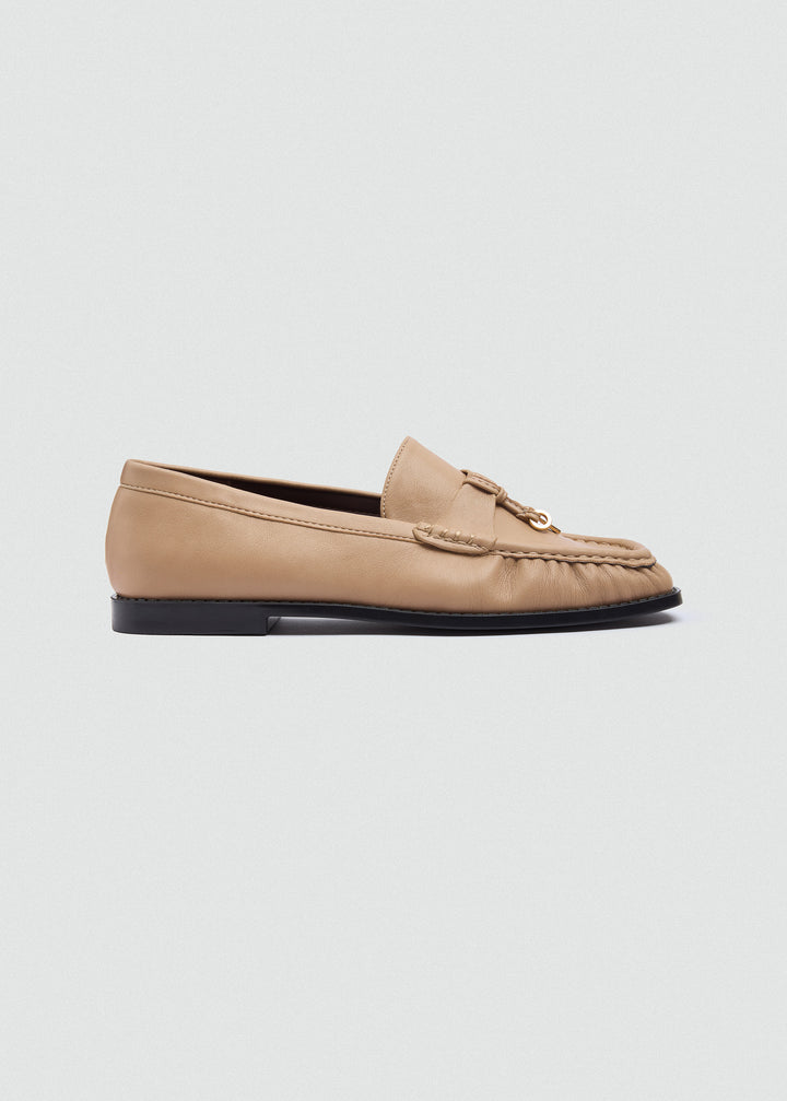 Leather Tassel Loafers - Beige