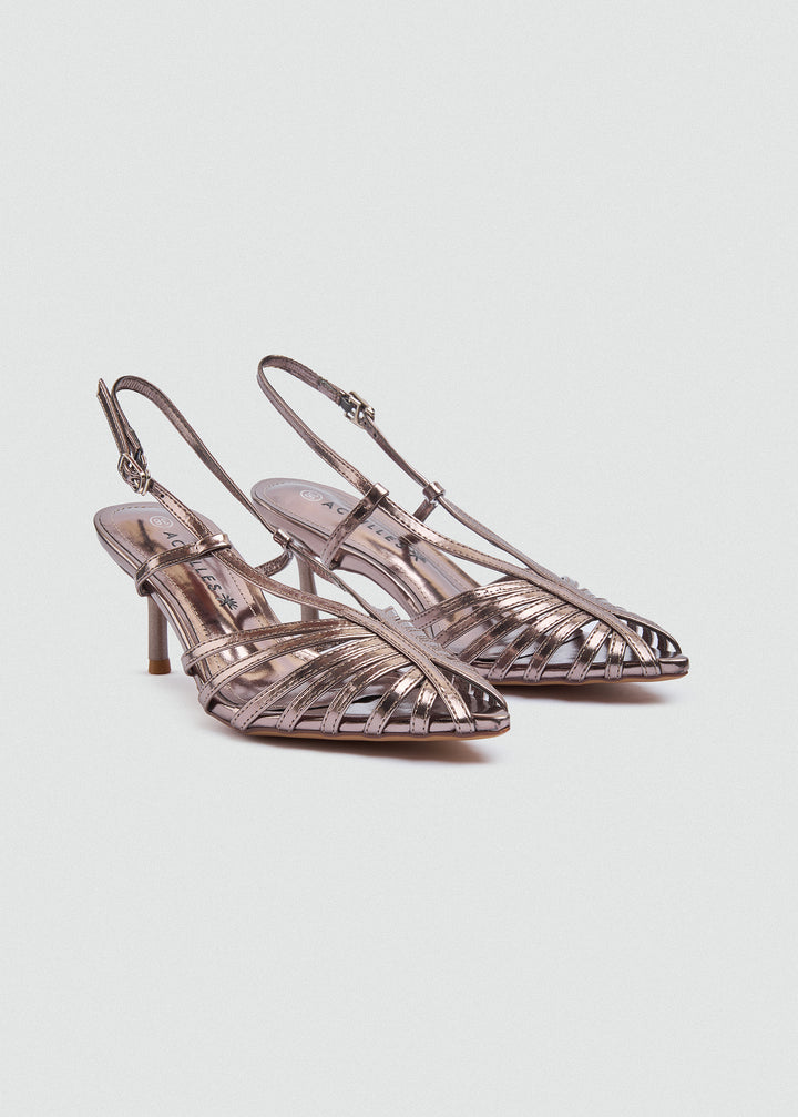 Strappy Caged Slingback Stiletto - Metallic Bronze