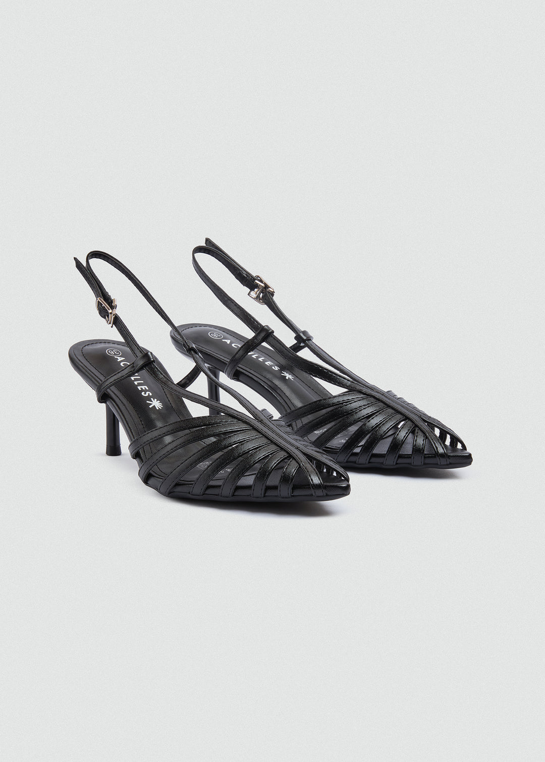 Strappy Caged Slingback Stiletto - Black
