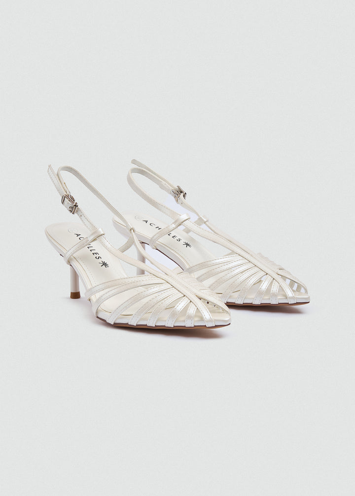 Strappy Caged Slingback Stiletto - White