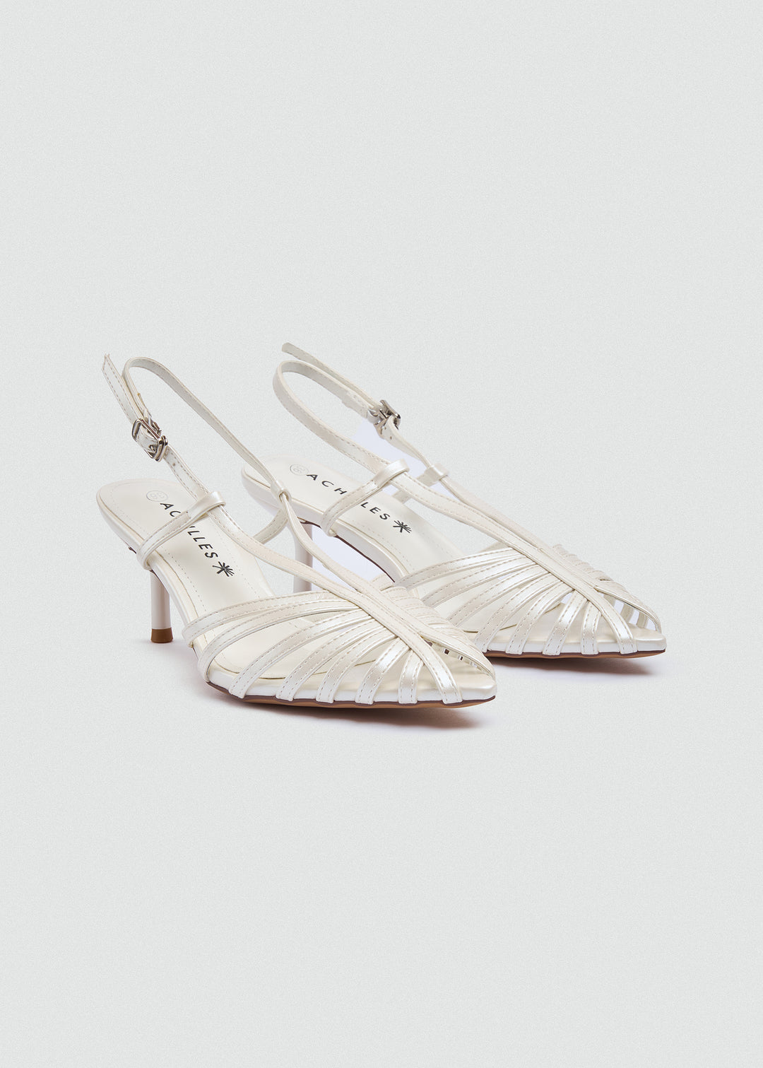 Strappy Caged Slingback Stiletto - White
