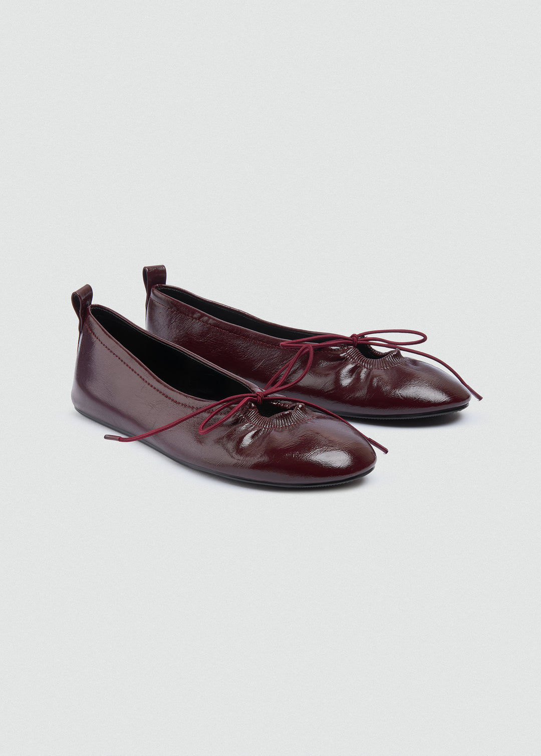 Patent Crinkle Ballet Flats - Maroon