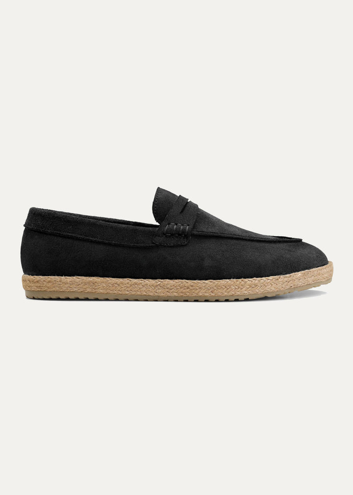 Achilles | PENNY STRAP ESPADRILLES -Suede Black