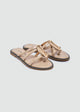 Flat Thong Sandals Gold Oval Ring - Beige