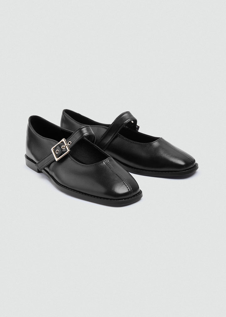 Mary Jane Flats Buckle Strap - Black