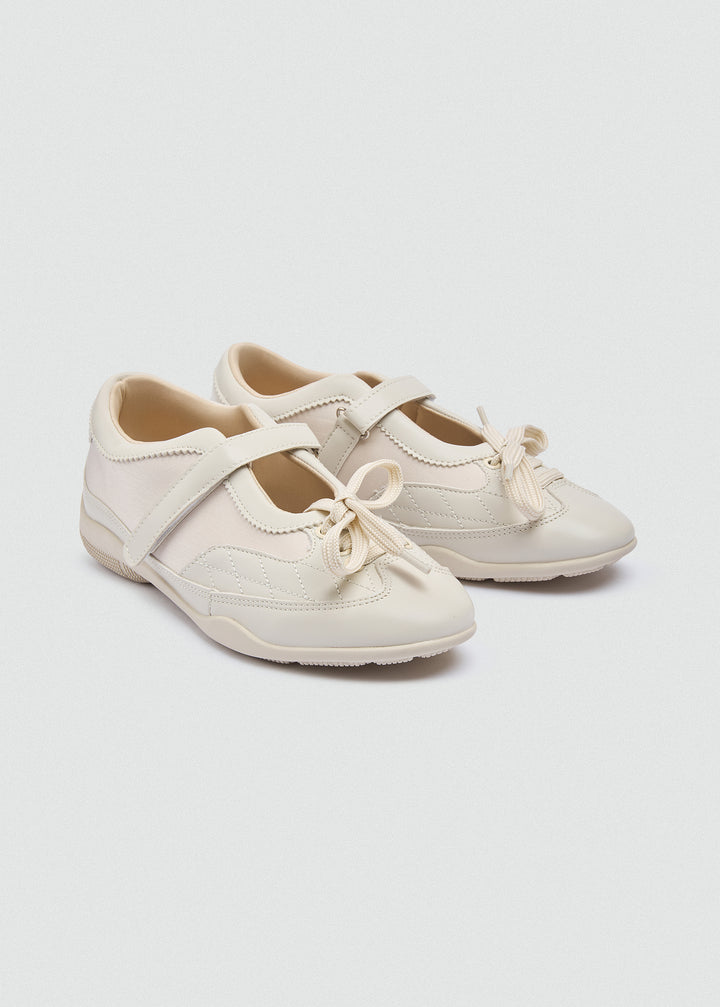 Retro Mary Jane Sneakers Velcro - Beige