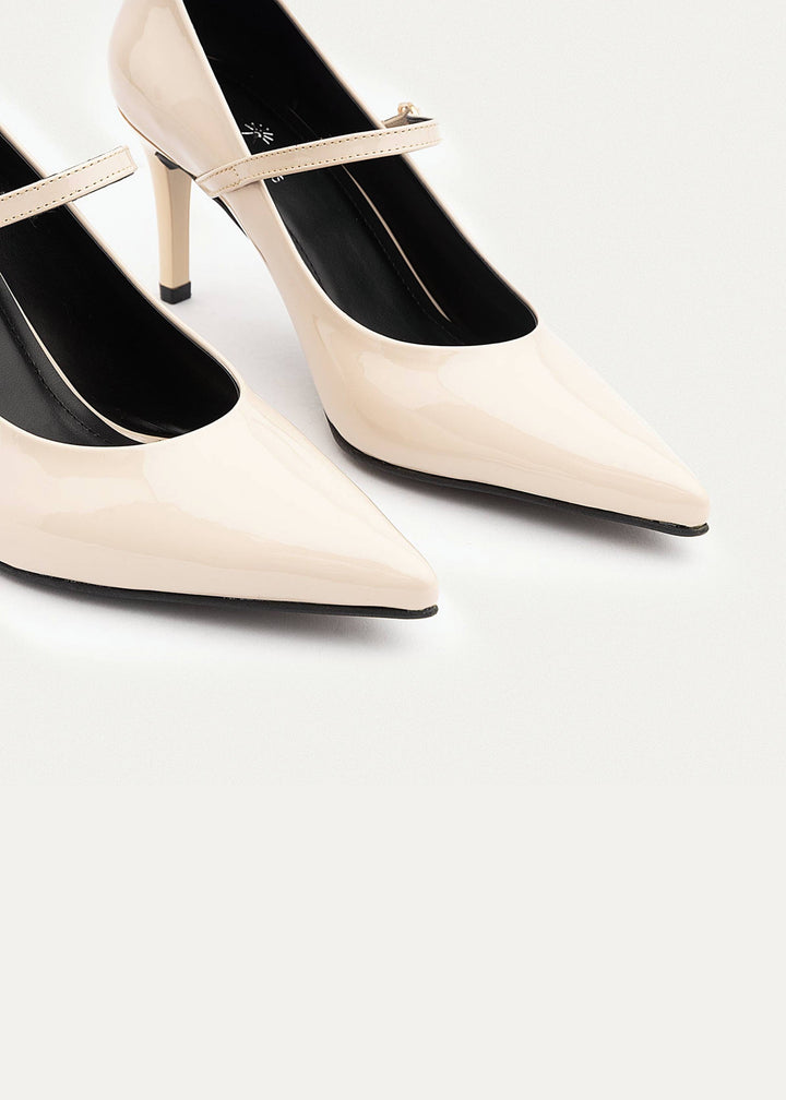 Achilles| Ivory Elegance Mary Jane Heels - Beige