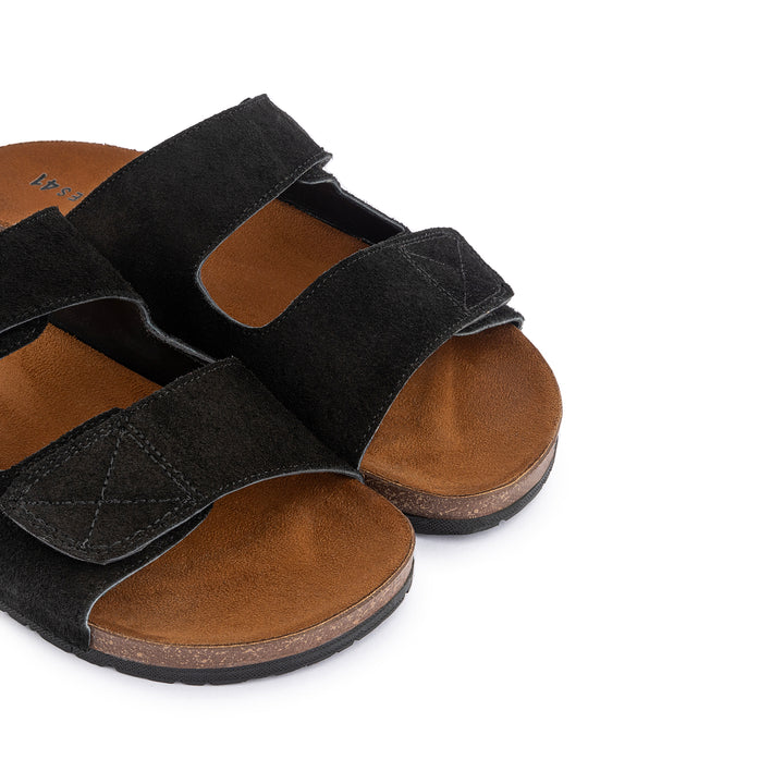 Double Hook & Loop Men Slides | Black