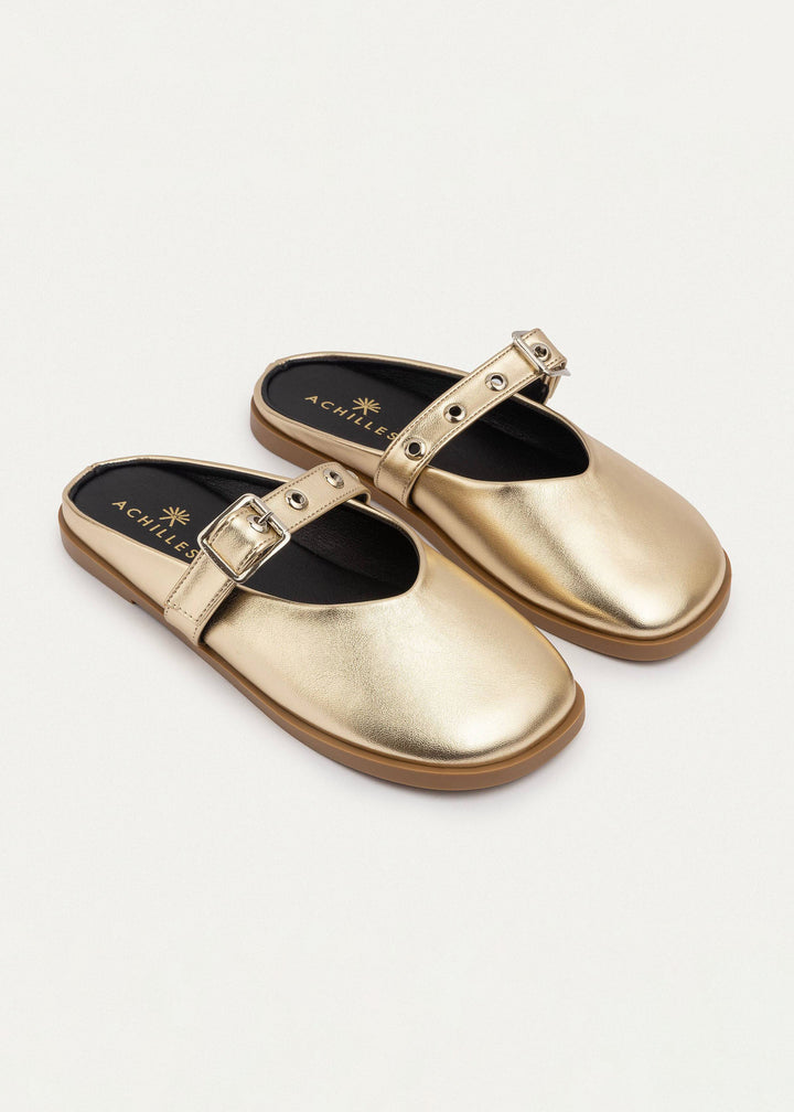 Achilles | Bella Casual Mules - Gold