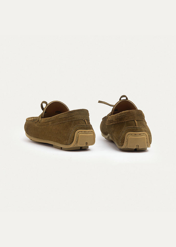 Harbor Classic Men’s Leather Boat Shoes | Suede Olive Brown