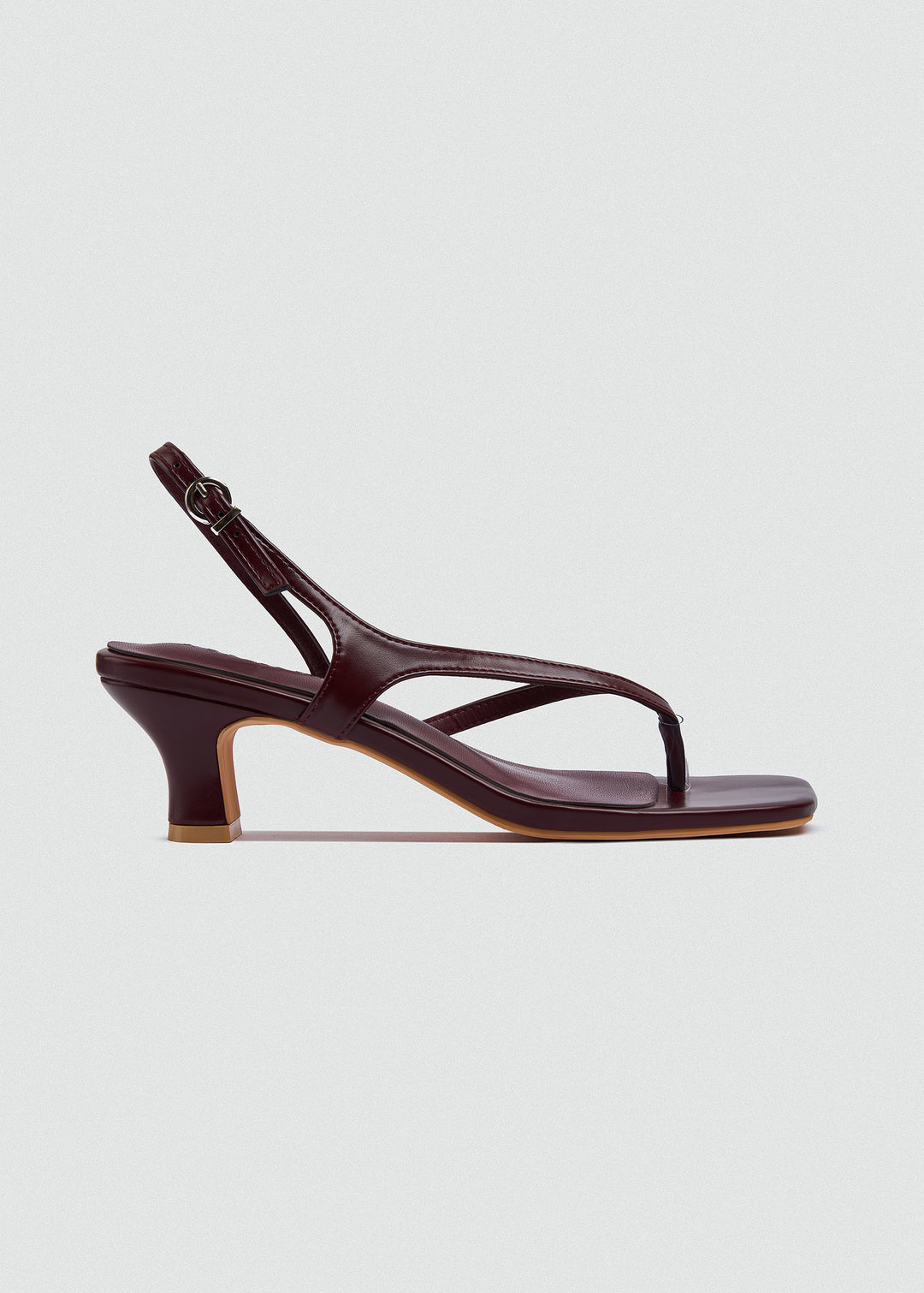 Strappy Thong Heel Sandals - Maroon