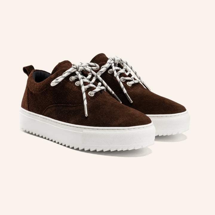 Achilles Zig 2.0 | Lace up Suede Sneakers - Brown X White