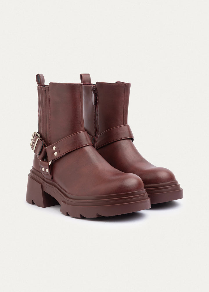 Rebel Harness Boots| Burguandy