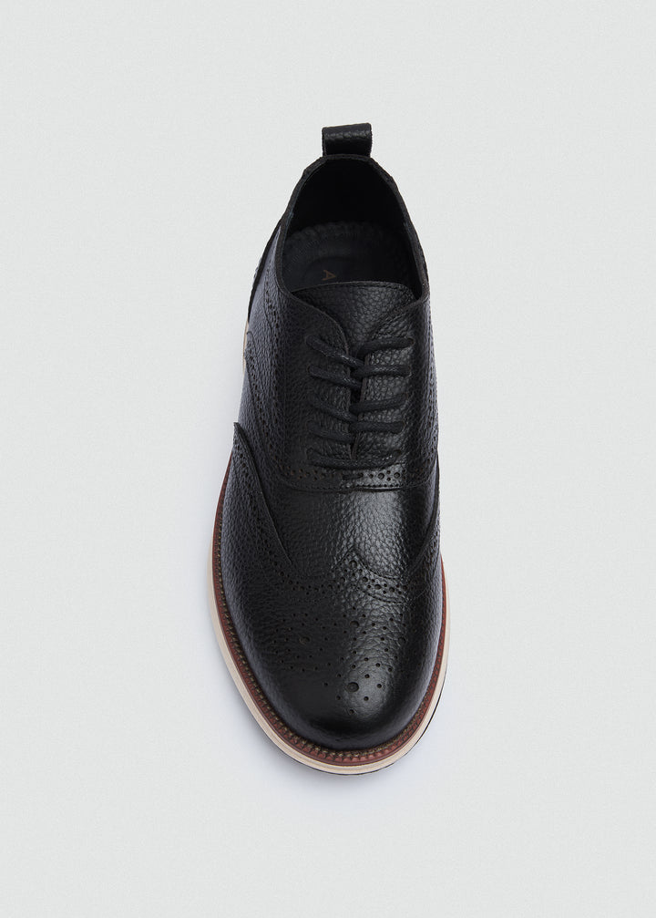 Wingtip Brogue Lace-Up - Textured Black