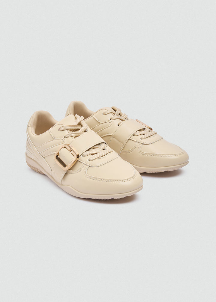 Sneakers Gold Buckle Strap - Beige
