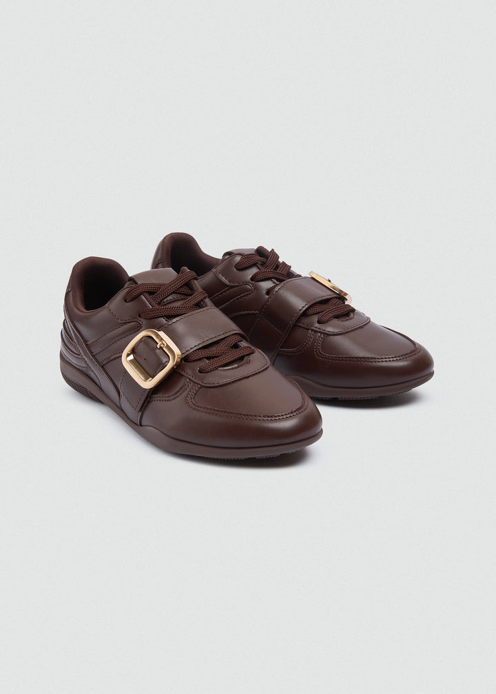 Sneakers Gold Buckle Strap - Brown