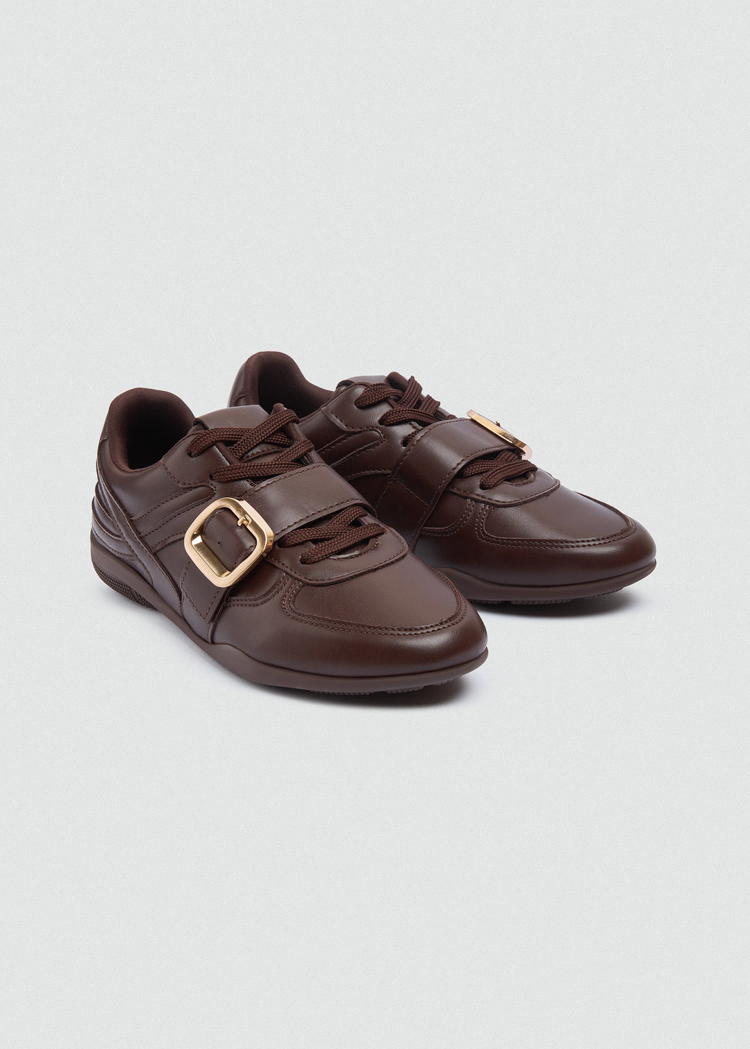 Sneakers Gold Buckle Strap - Brown