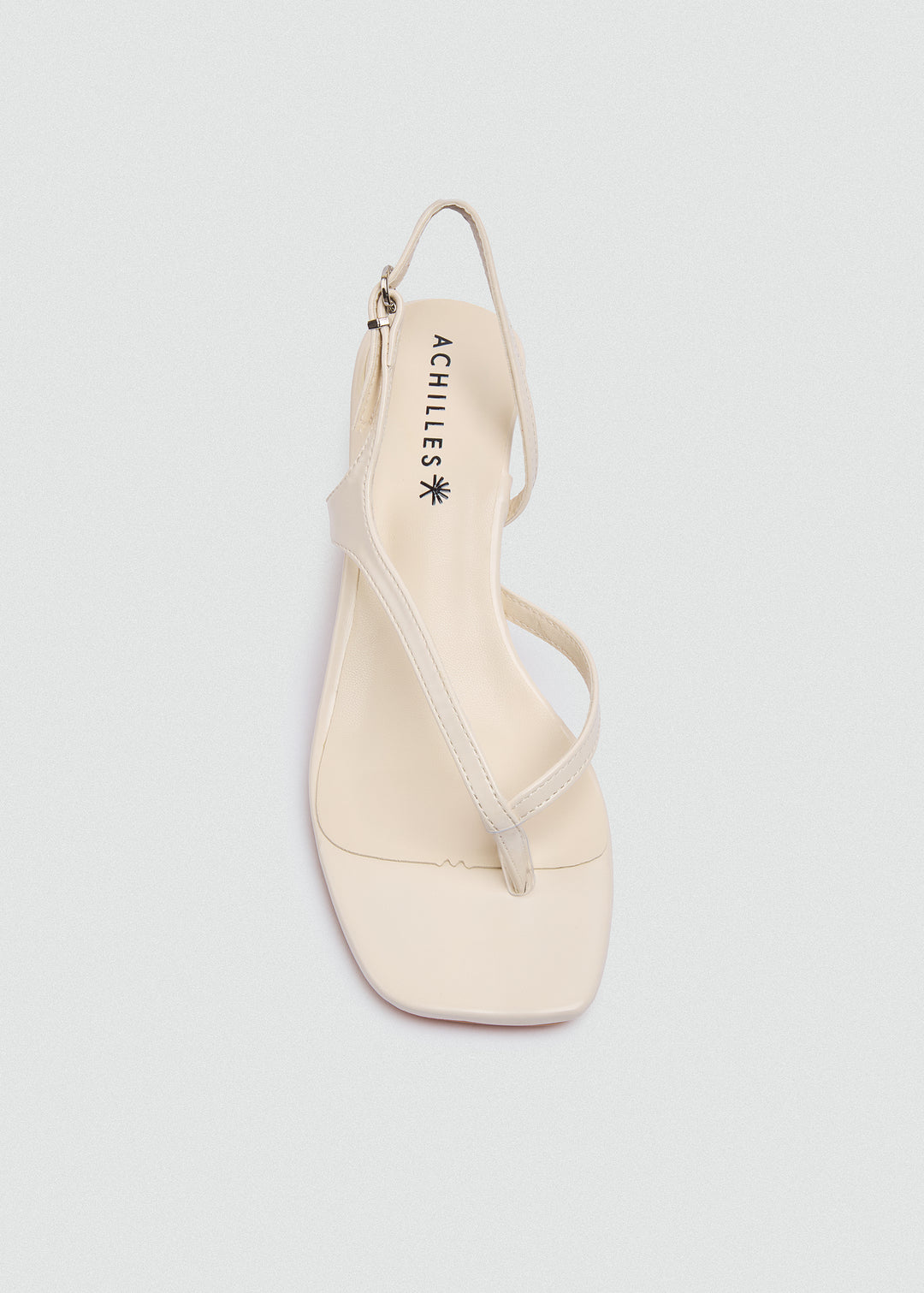Strappy Thong Heel Sandals - Beige