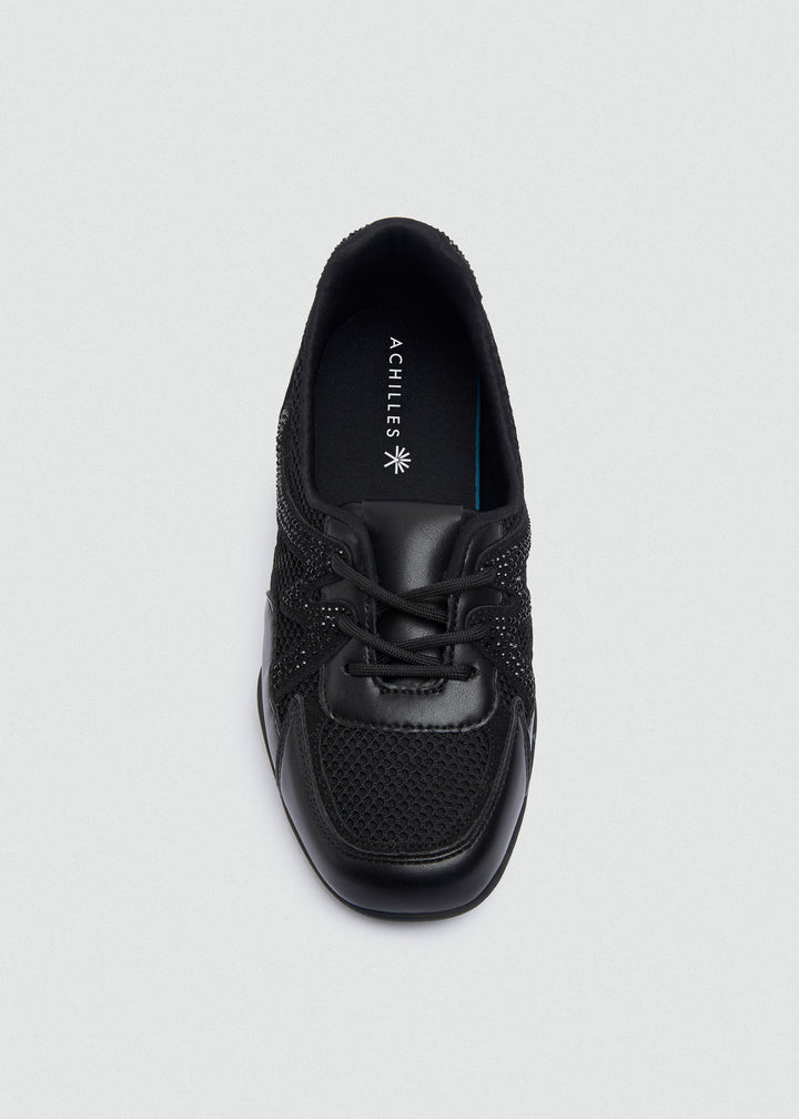 Mesh Rhinestone Sneakers - Black