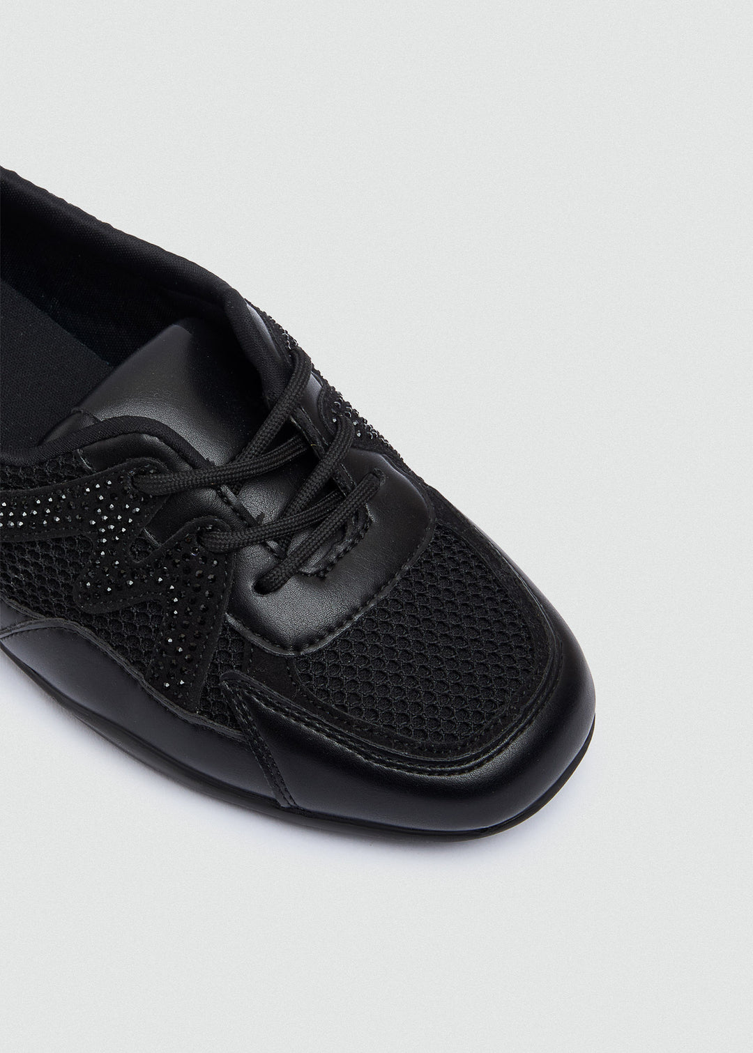 Mesh Rhinestone Sneakers - Black