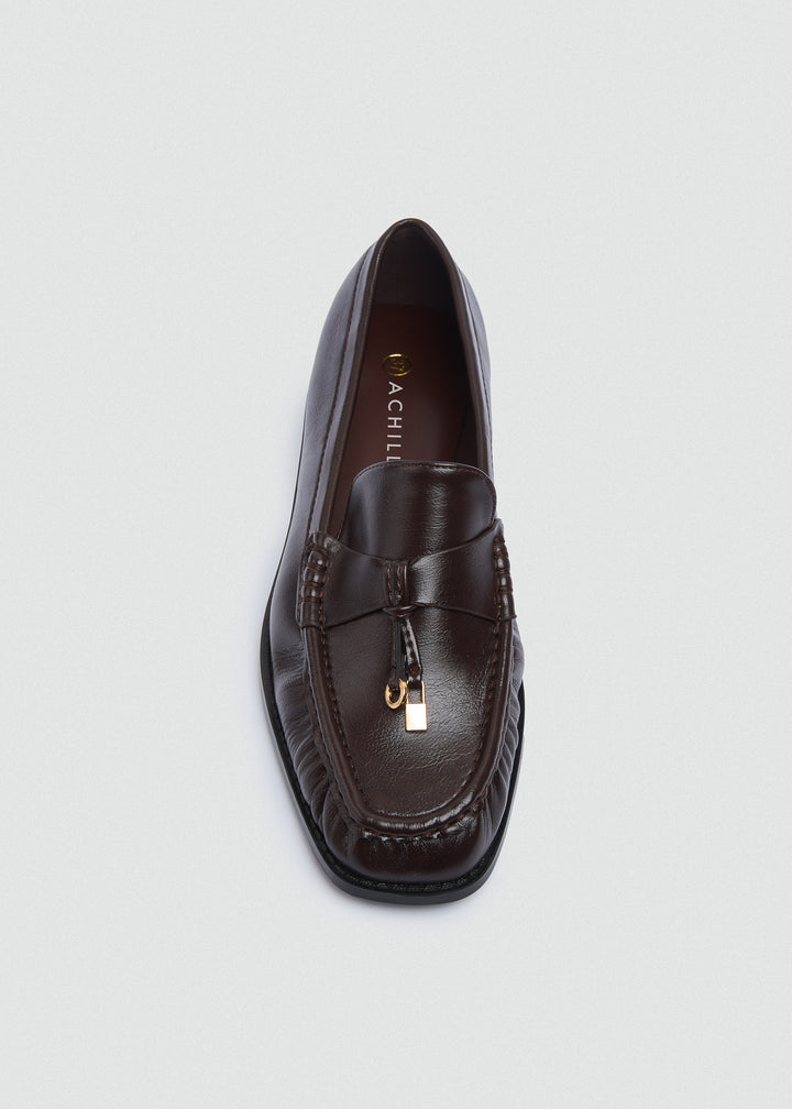 Leather Tassel Loafers - Brown