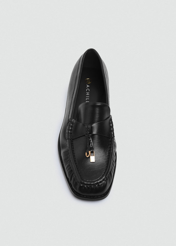 Leather Tassel Loafers - Black