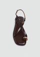 Thong Flat Sandals Gold Ring - Brown