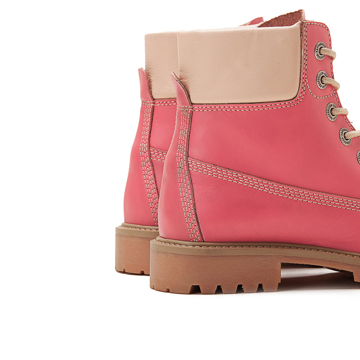 Womens Genuine Leather Lace Up Half Boots - Pink