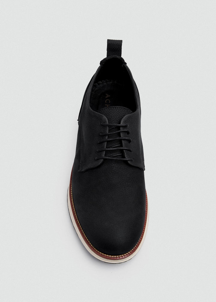 Suede Lace-Up Derby - Textured Black