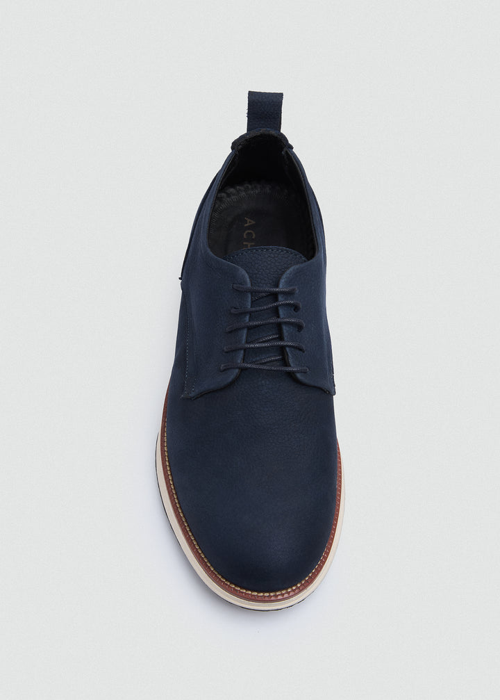 Suede Lace-Up Derby - Textured Navy Blue