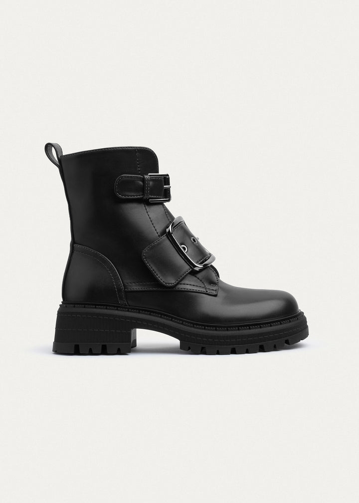 Dual Buckle Combat Boots | Black