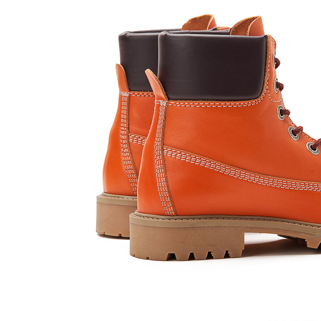 Womens Genuine Leather Lace Up Half Boots - Orange