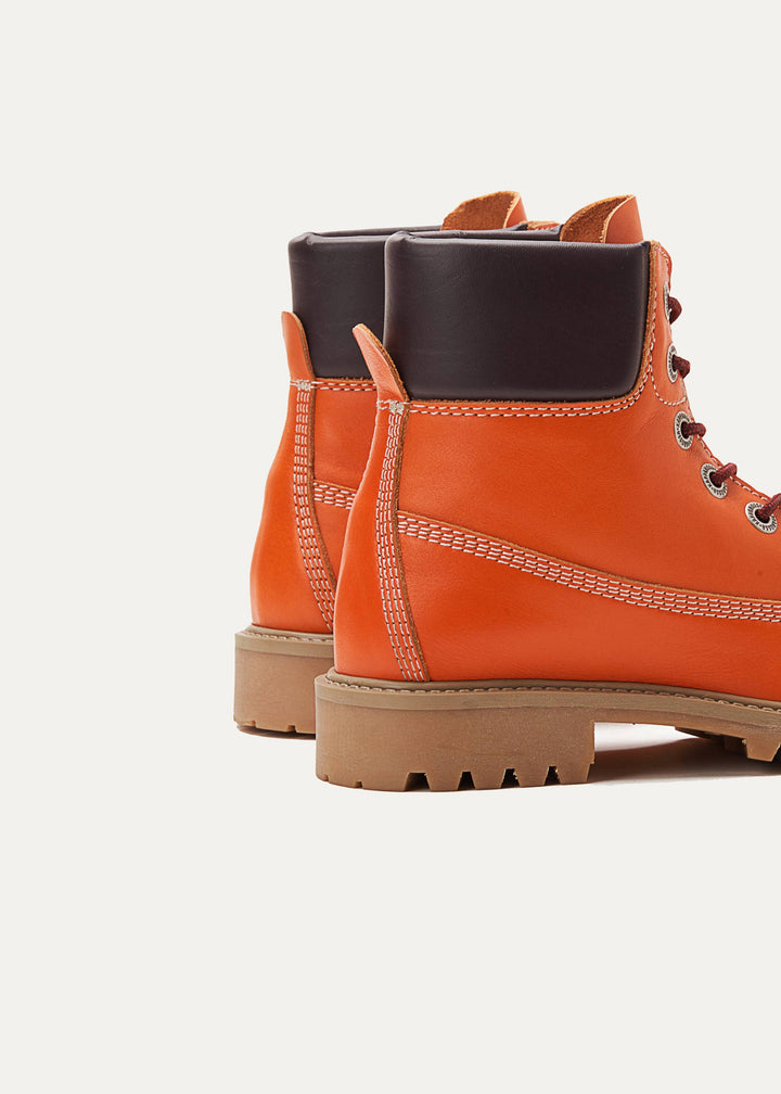 Women Genuine Leather Lace Up Half Boots | Orange