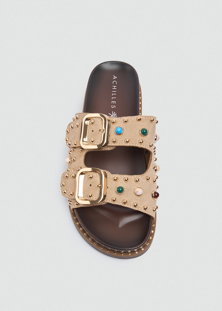 Studded Sandals - Beige